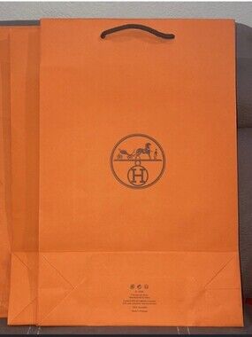 Hermes Orange Shopping Bags with Brown Rope Handles (Set of 3)